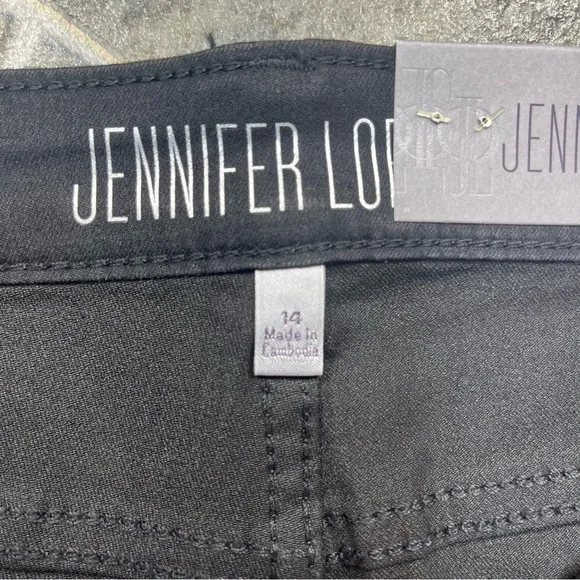 Jennifer Lopez Ankle Zip Skinny Mid Rise Black Tie Pants - Picture 8 of 15